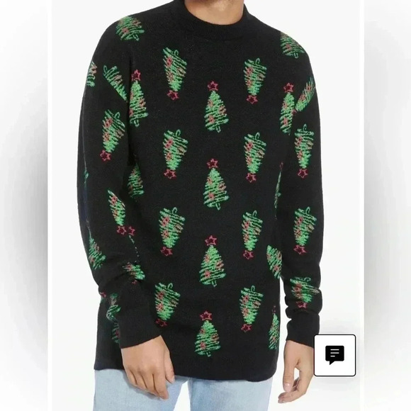 [M]  The Rail mens long crew neck xmass tree print sweater - Picture 3 of 10
